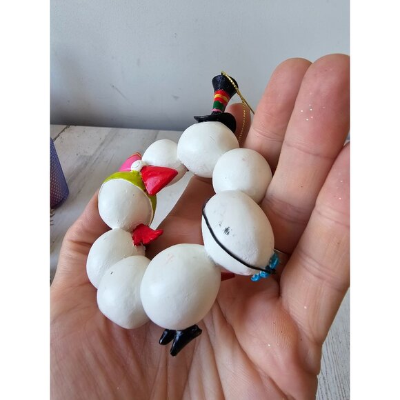 snowman wreath unique ornament top hat Xmas tree glitter - Picture 5 of 8